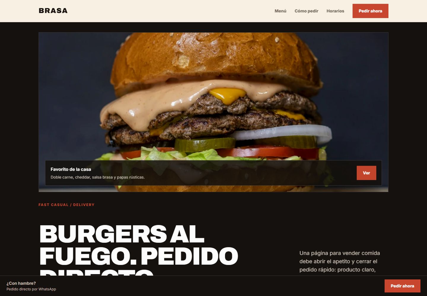 Captura real de la página Brasa
